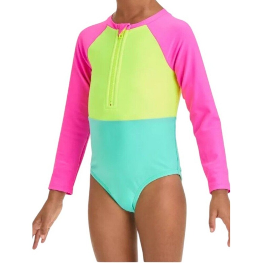 Cat & Jack Color Block Long Sleeve Toddler Swimsuit Size 2T